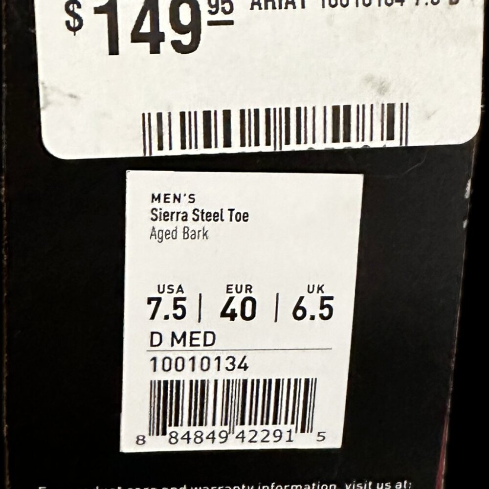 Ariat Men's Sierra Saddle Western Work Boots-Steel Toe 7.5D - Picture 7 of 7